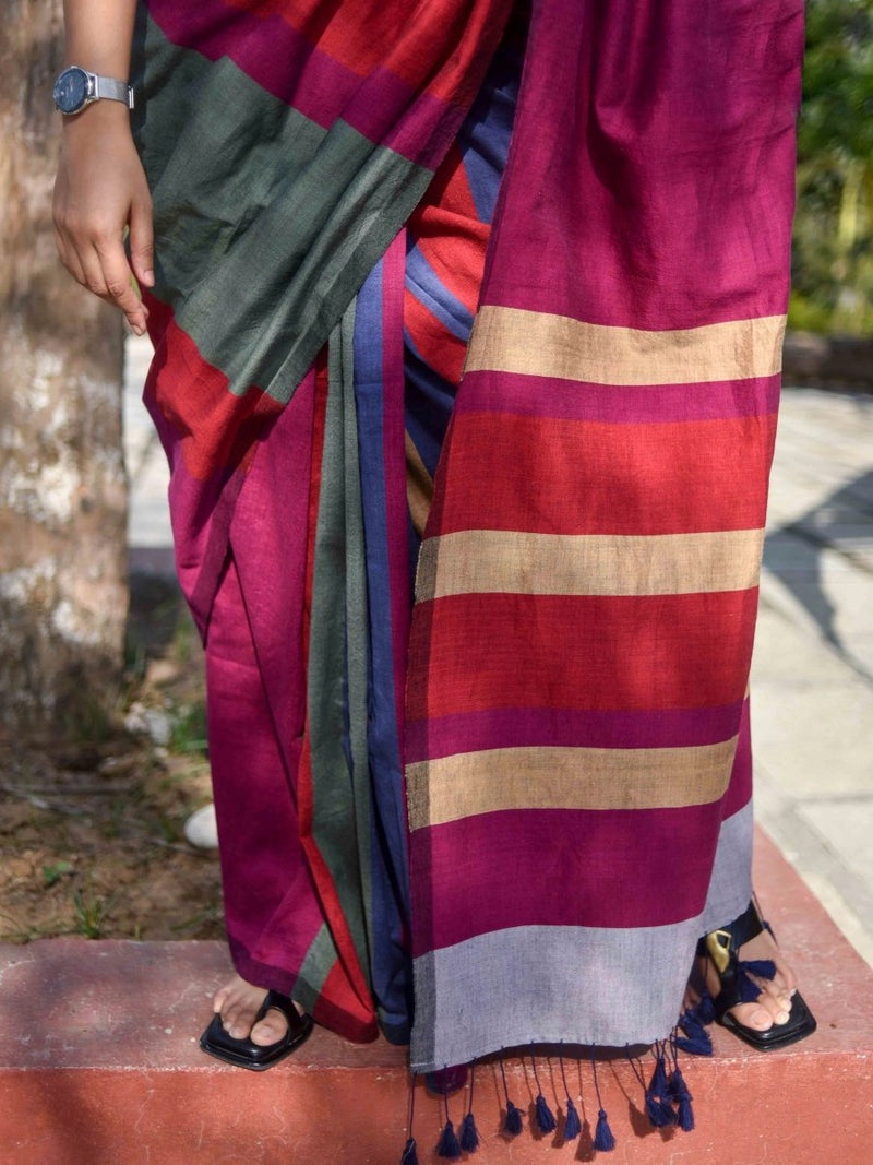 Office Wear Khadi Cotton Saree With Blouse