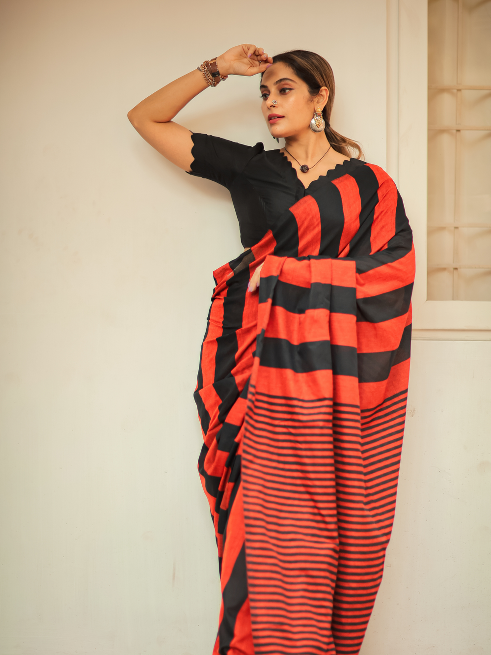 Party Wear Khadi Cotton Saree With Blouse