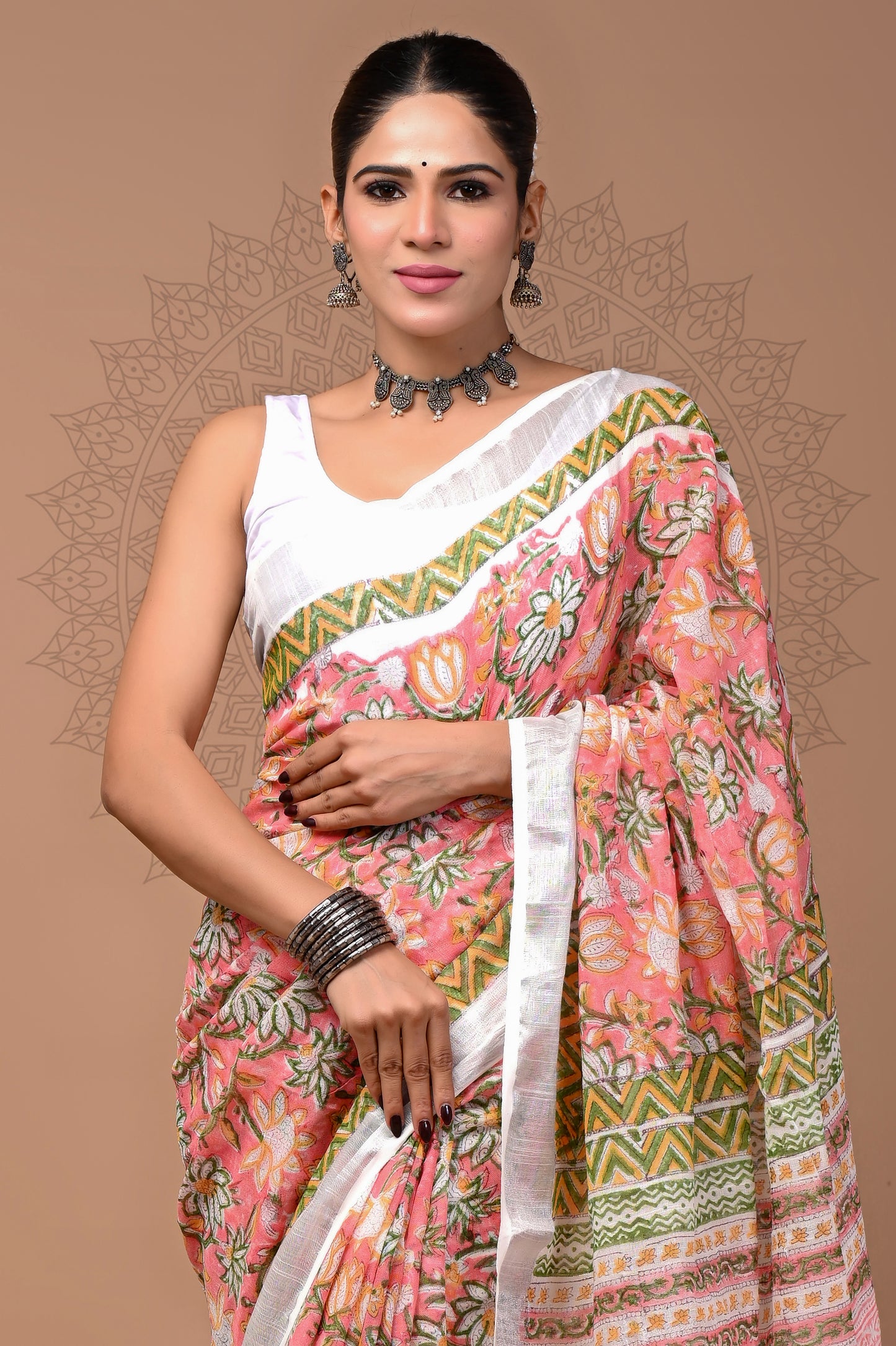 Summer Wear Linen Saree With Blouse