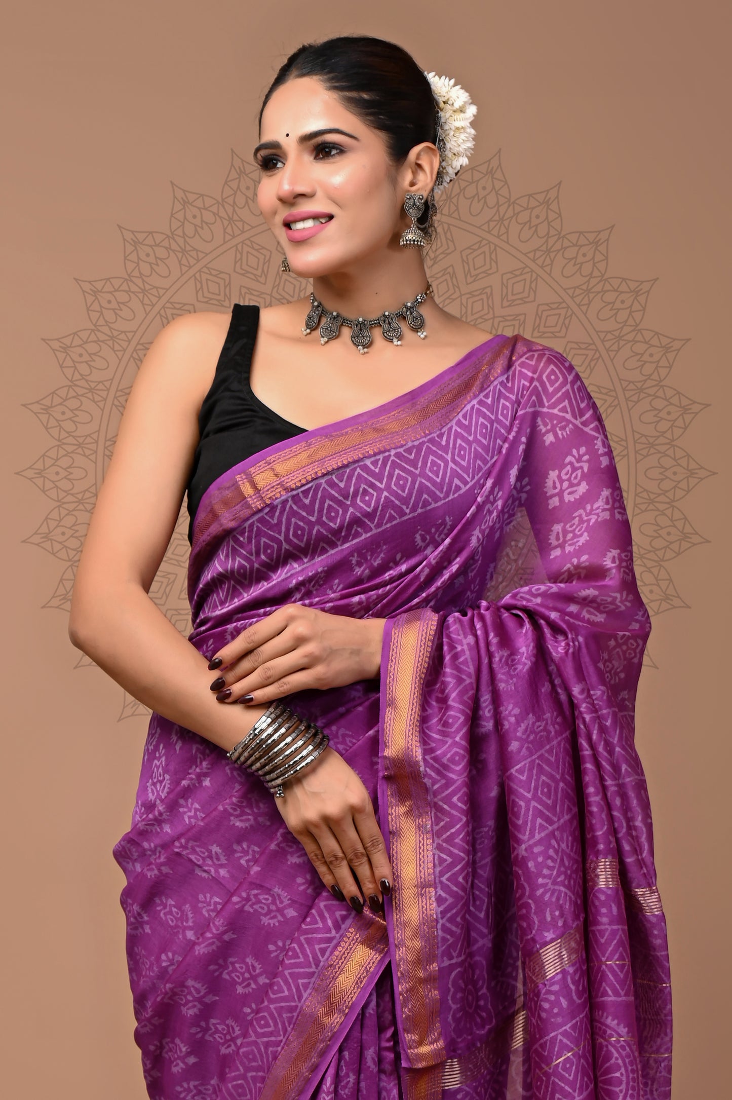 Party Wear Maheshwari Silk Saree With Blouse