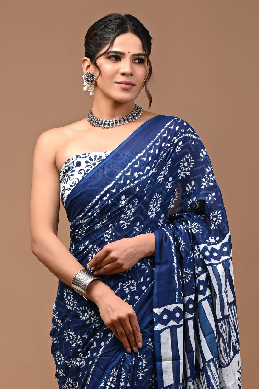 Festival Wear Cotton Saree With Blouse