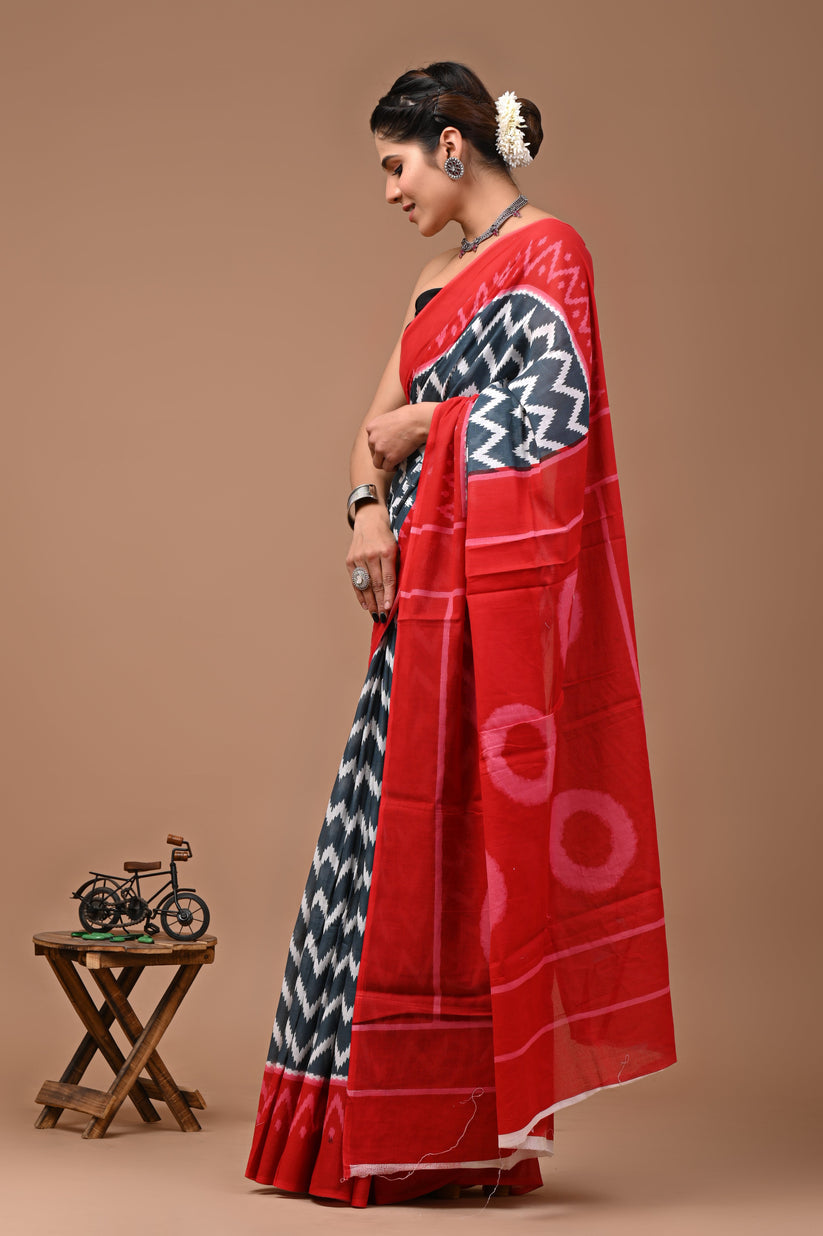 Party Wear Cotton Mulmul Saree With Blouse