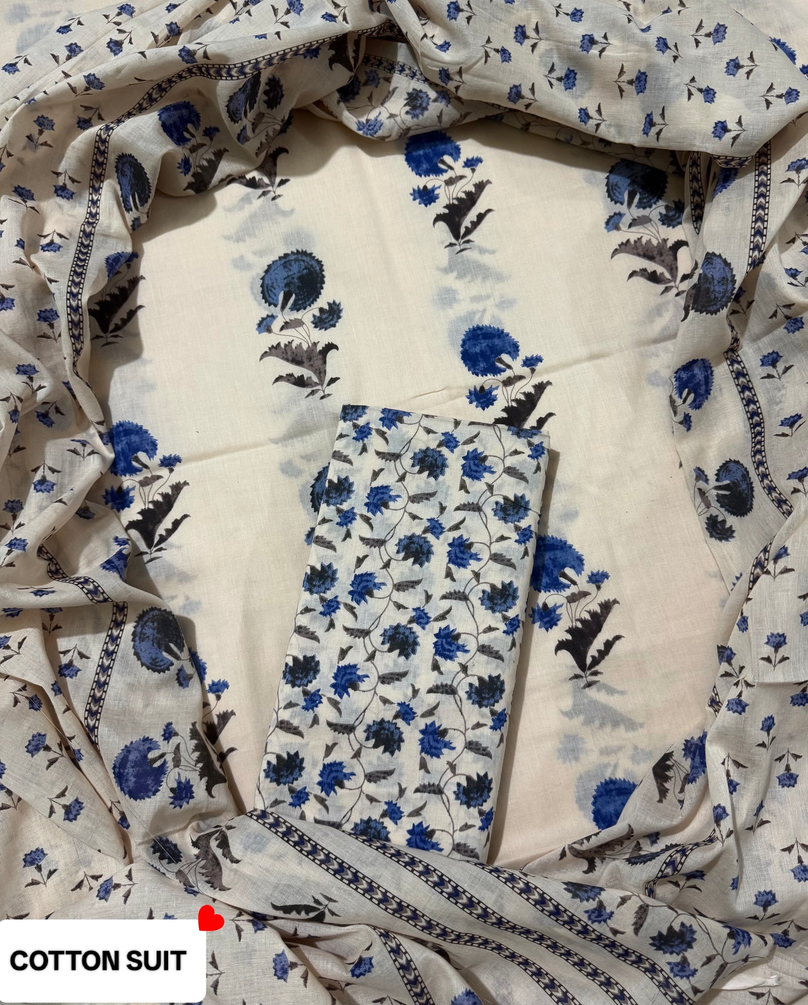 Bagru Prime Unstitched Cotton Suit With Cotton Duppta