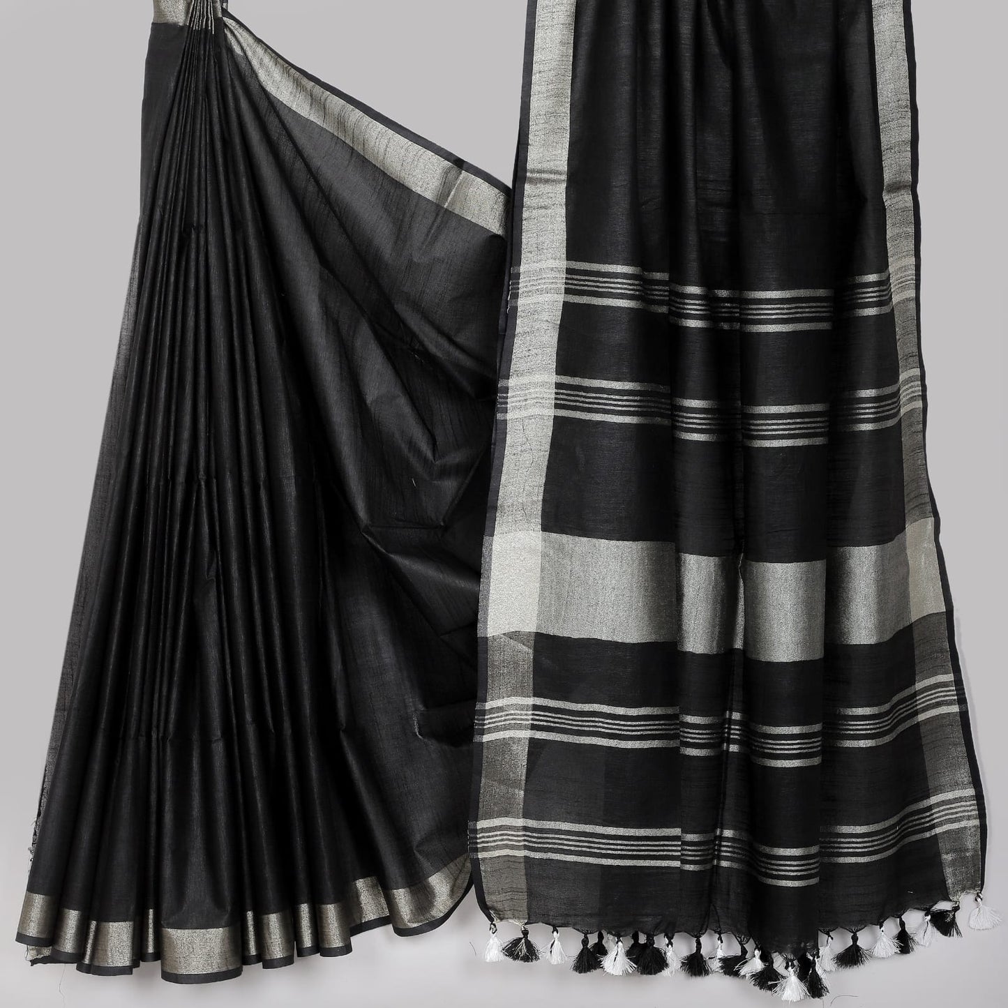 Party Wear Plain Linen Saree With Blouse Piece