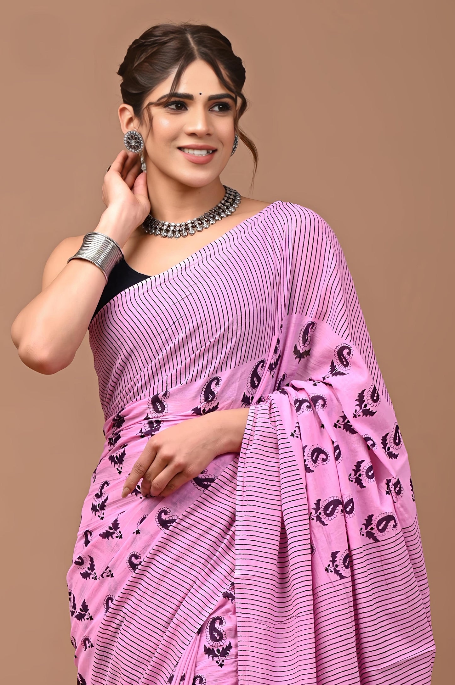 Bagru Prime Printed Cotton Mulmul Saree