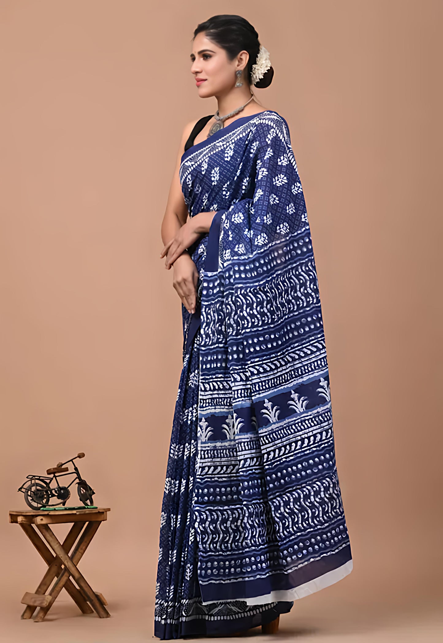 Indigo Love Pure Cotton Mulmul Saree