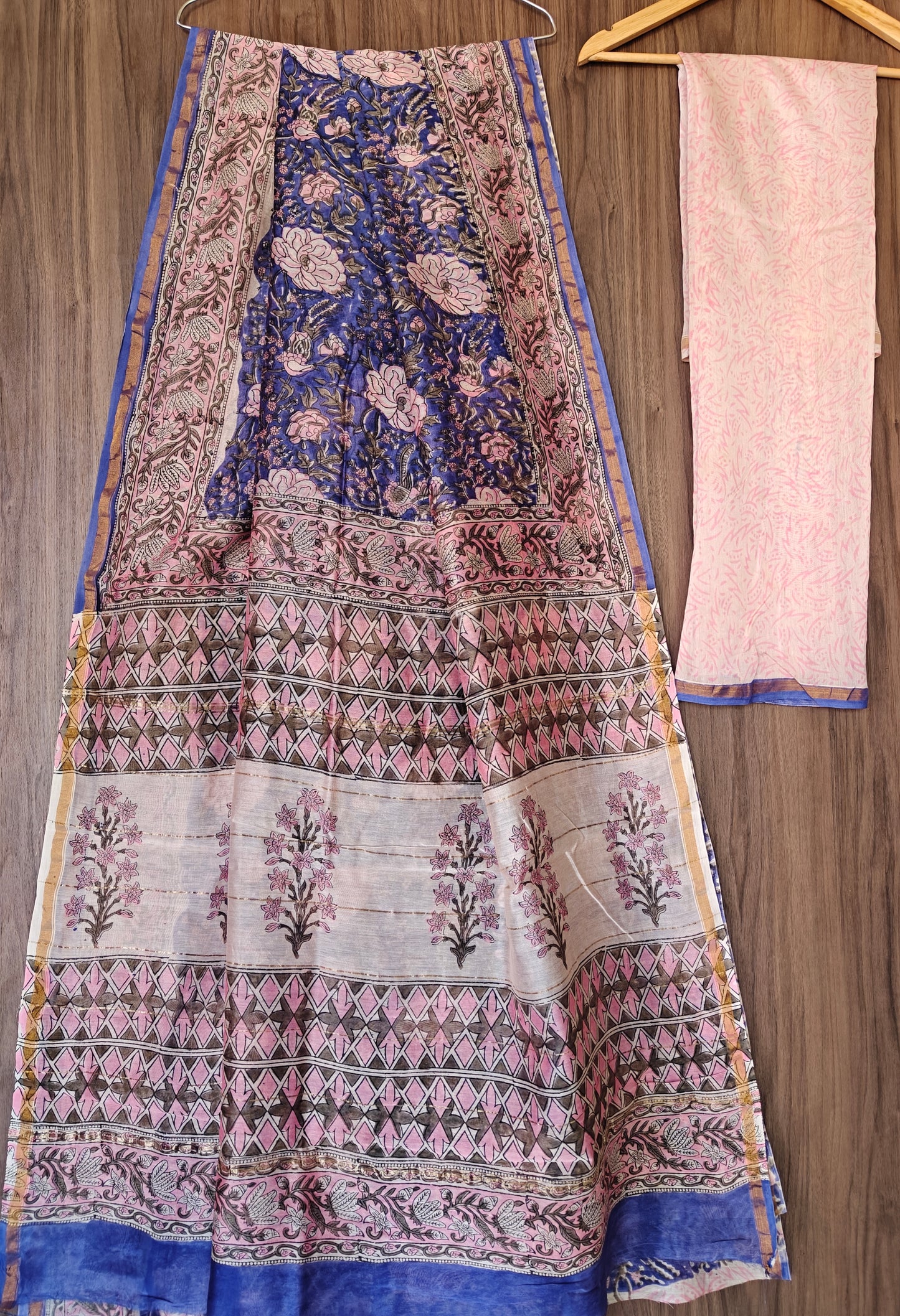 Bagru print Chanderi silk saree