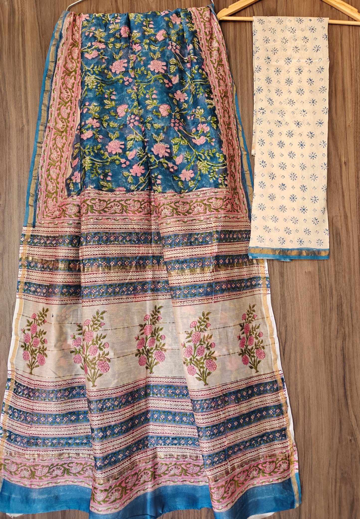 Bagru print Chanderi silk saree