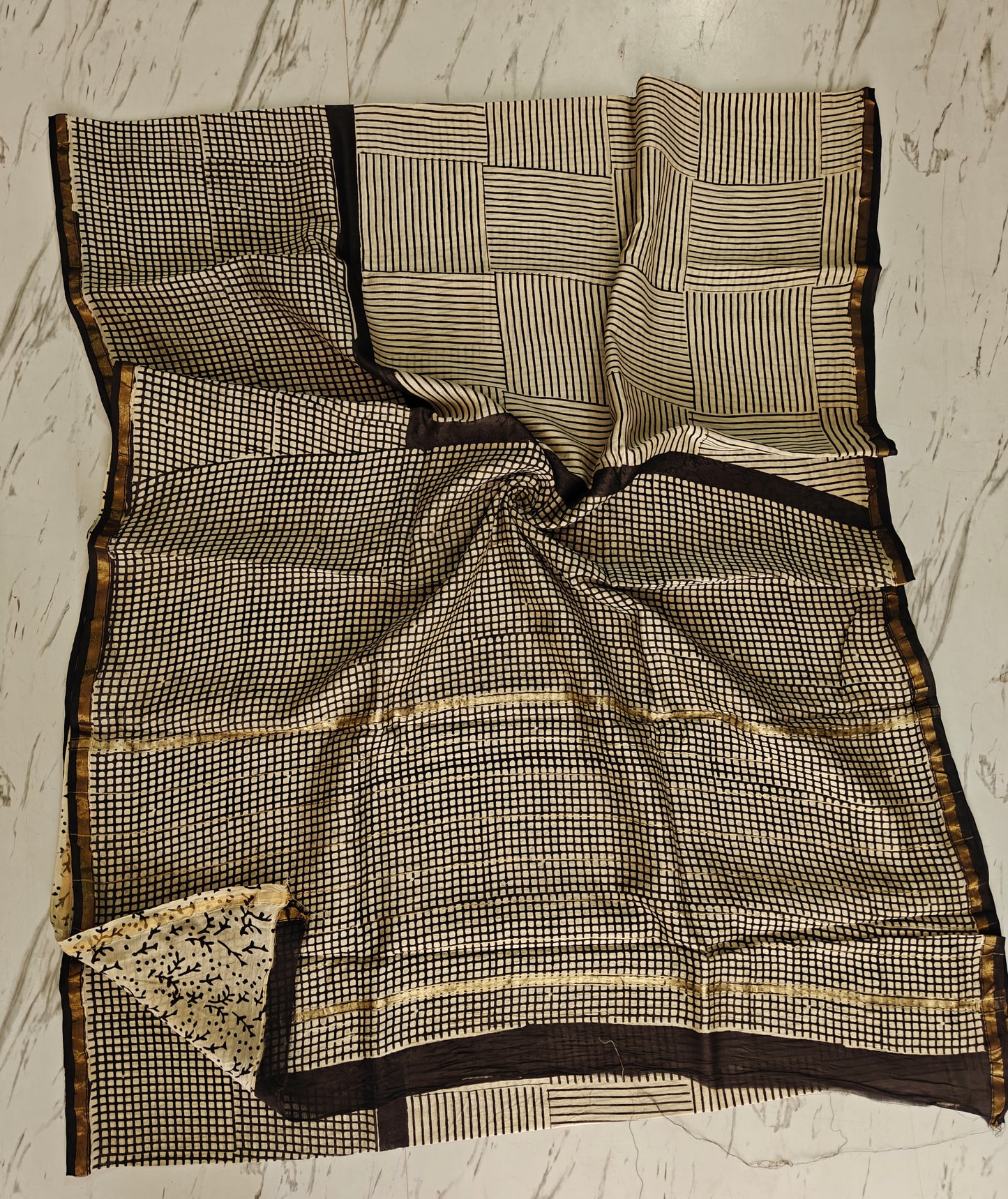 Bagru print Chanderi silk saree