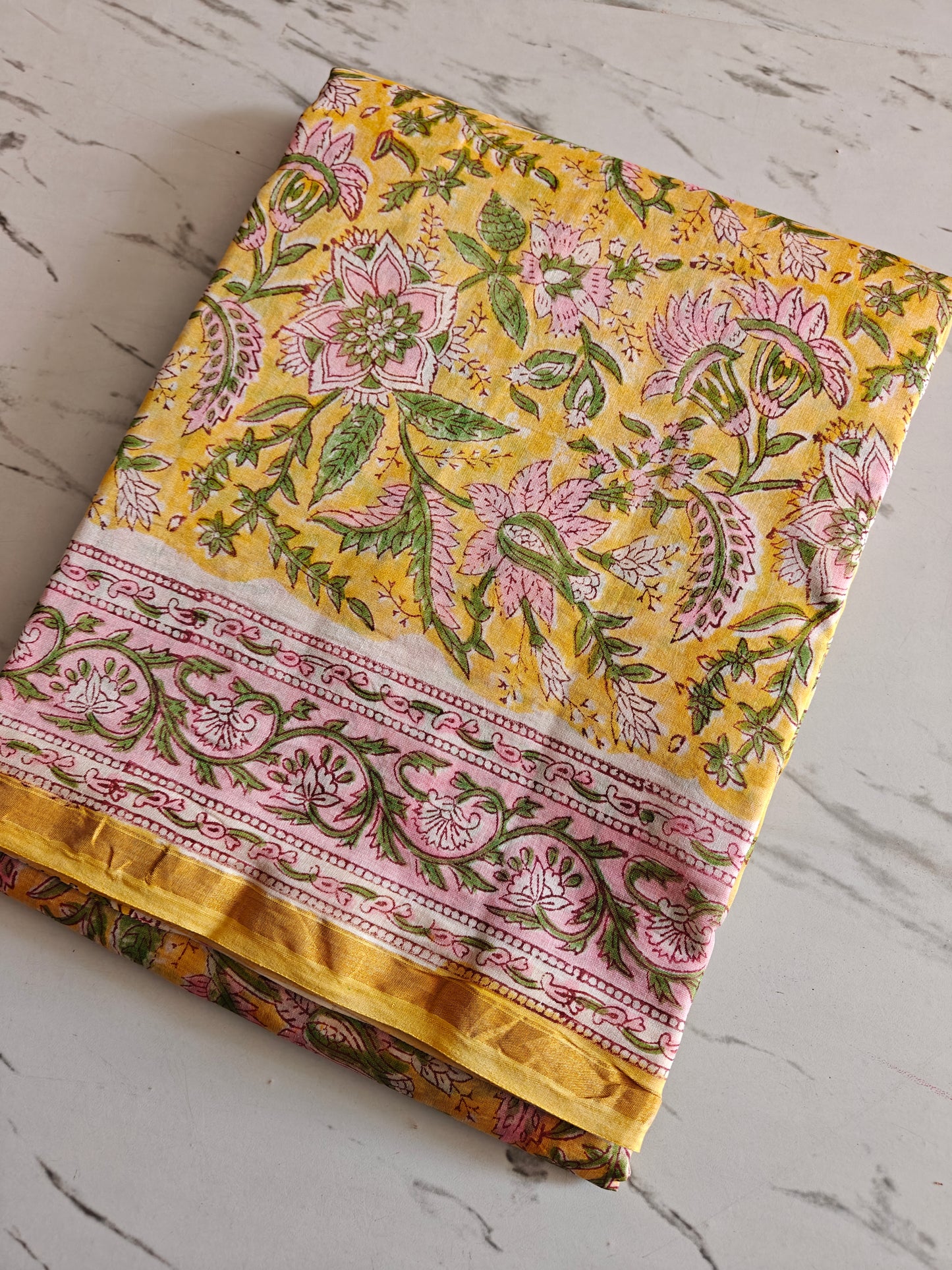 Bagru print Chanderi silk saree