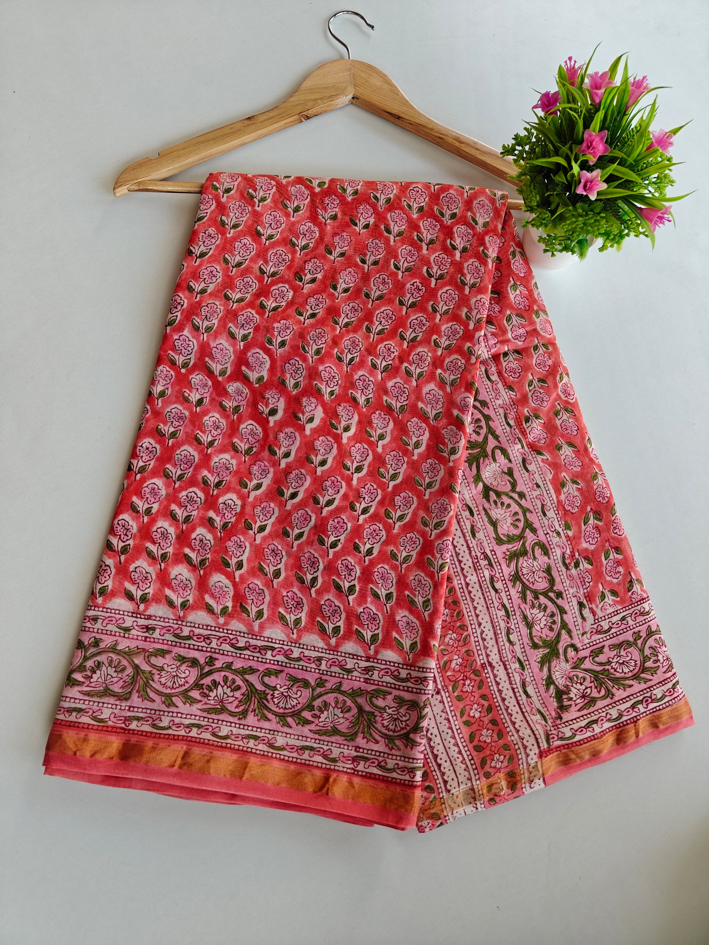 Bagru print Chanderi silk saree