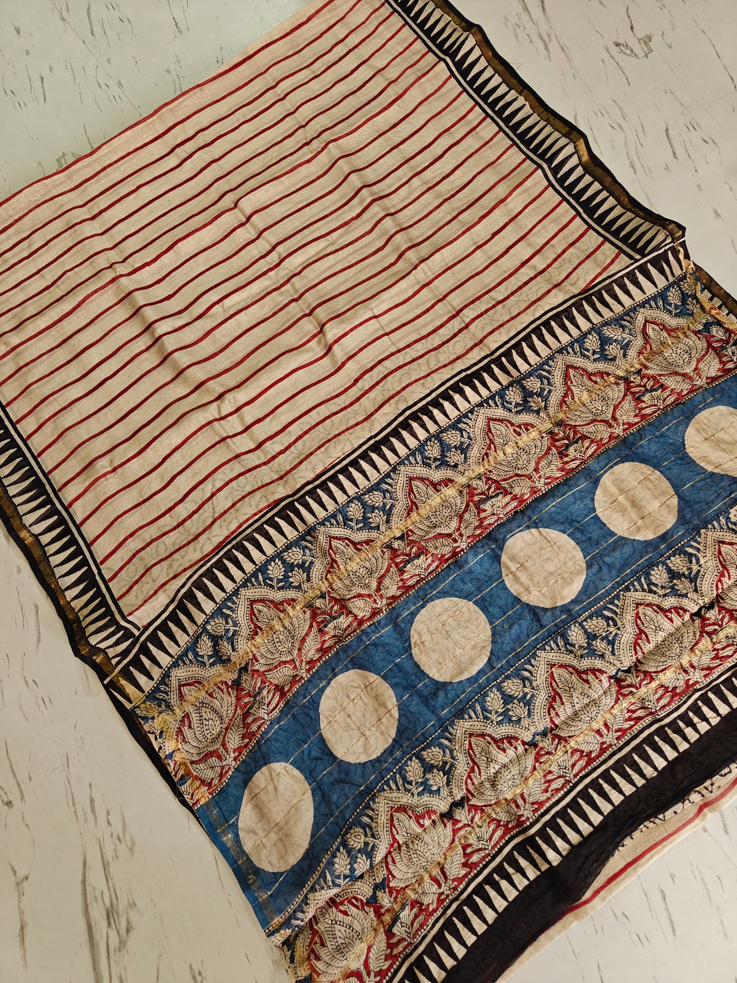 Bagru print Chanderi silk saree
