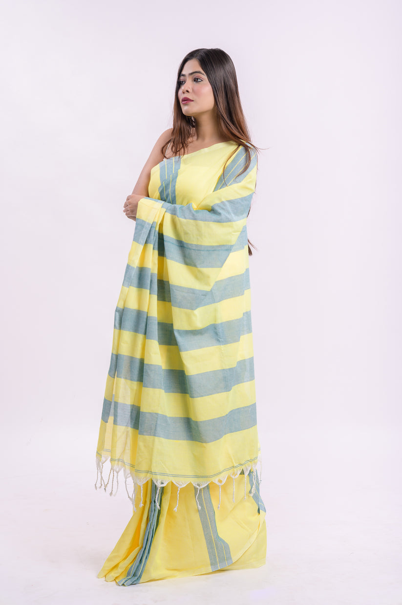 Party Wear Khadi Cotton Saree With Blouse piece