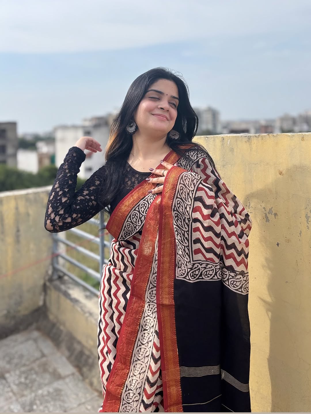 Bagru Prime Pure Maheswari Silk Saree with Blouse