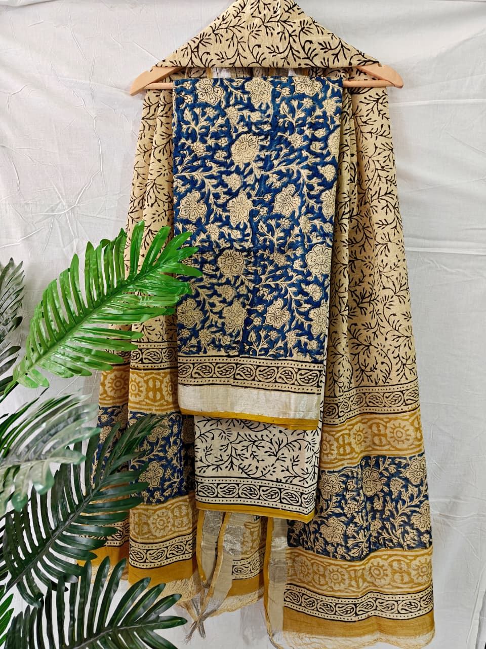 Traditional bagru print pure lilen cotton dress meterial