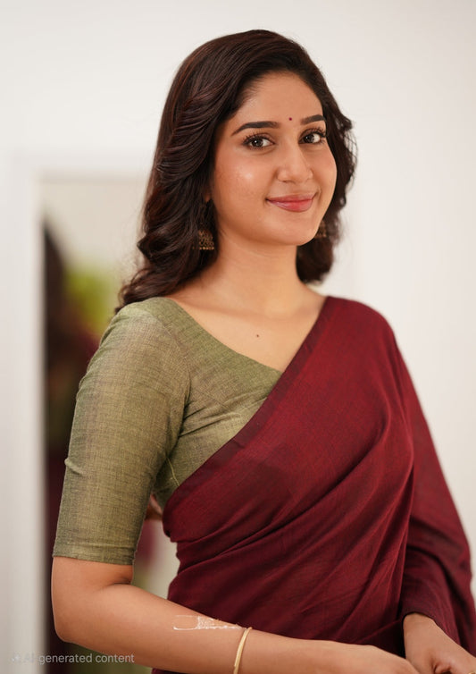 Office Wear Khadi Cotton Saree With Blouse