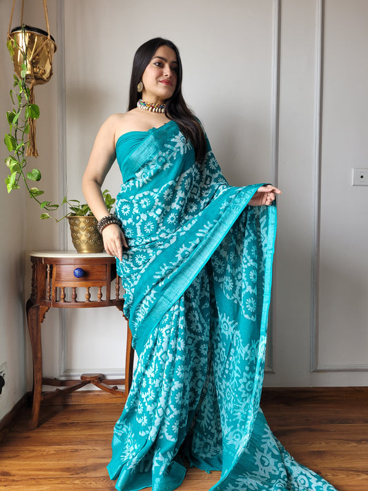 Printed Cotton Lilen Sarees With blouse