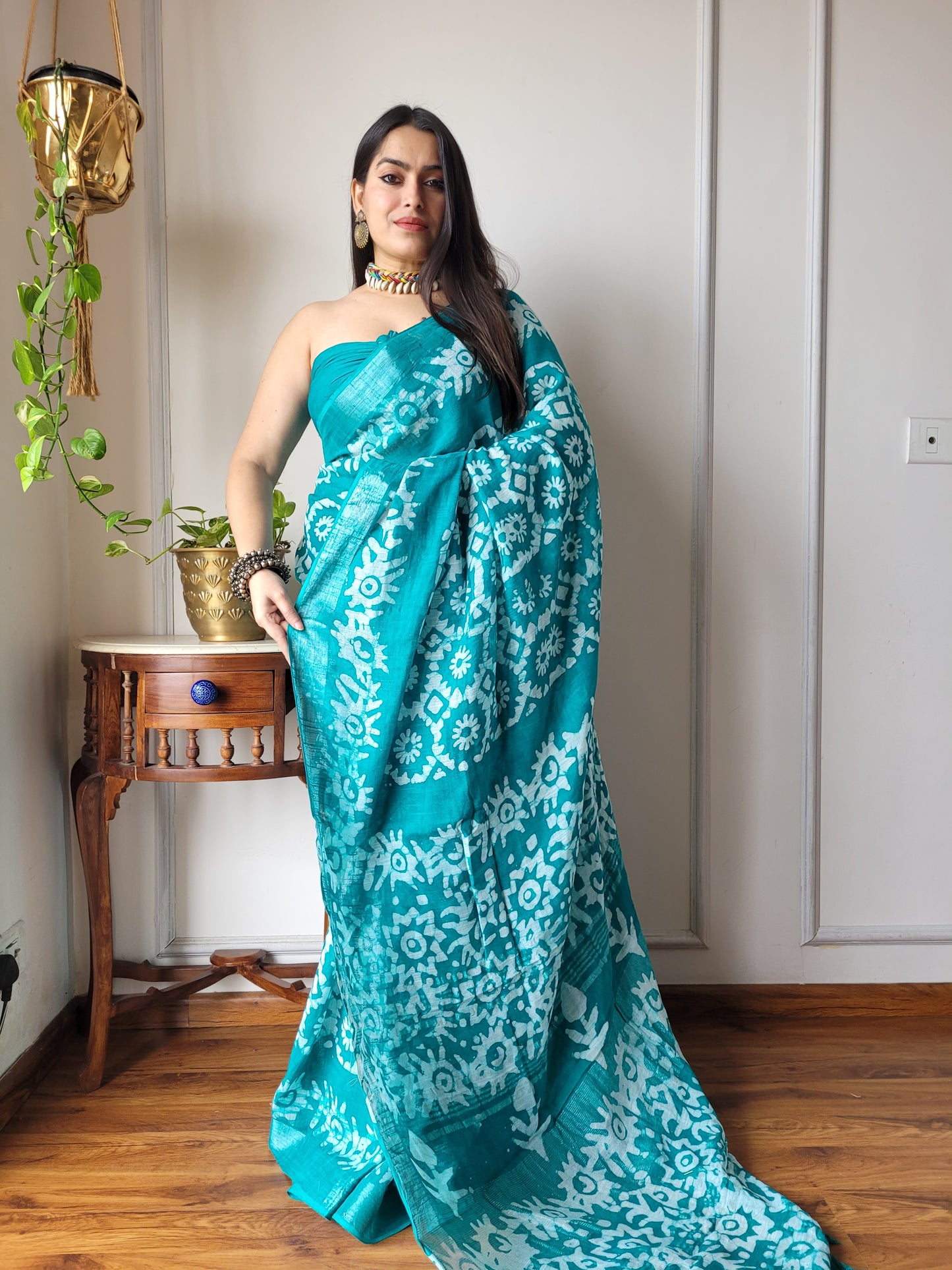 Printed Cotton Lilen Sarees With blouse