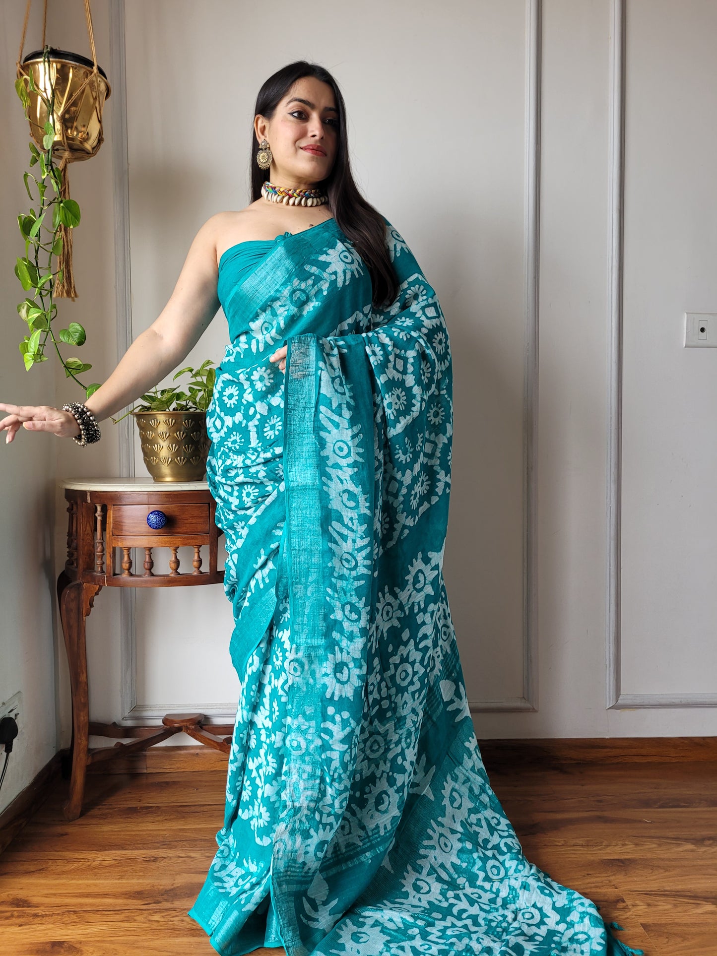 Printed Cotton Lilen Sarees With blouse