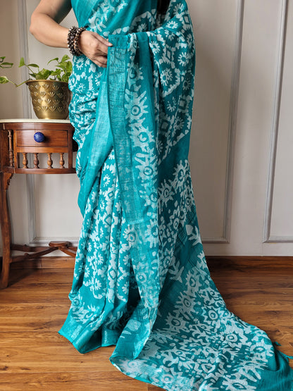 Printed Cotton Lilen Sarees With blouse