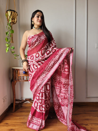 Party Wear Linen Saree With Blouse