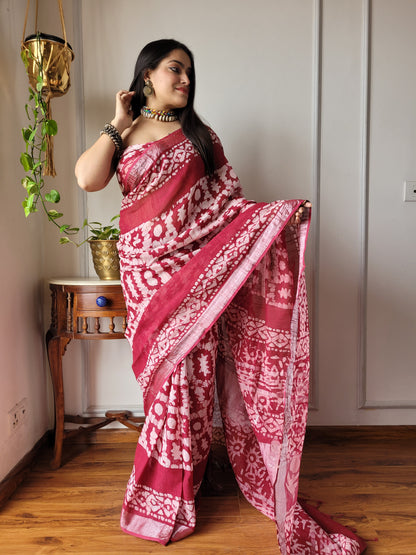Party Wear Linen Saree With Blouse