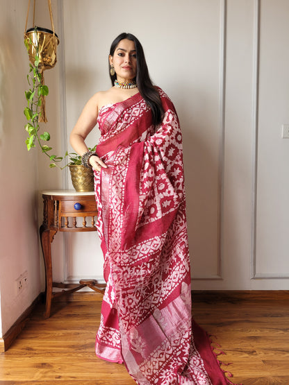 Party Wear Linen Saree With Blouse