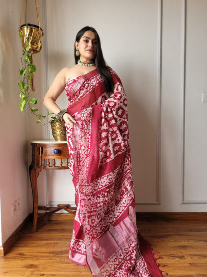 Party Wear Linen Saree With Blouse