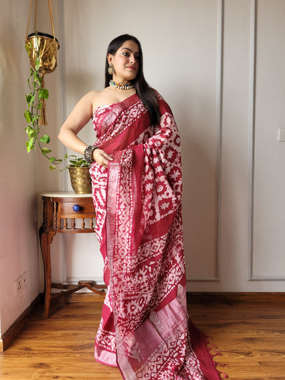 Party Wear Linen Saree With Blouse