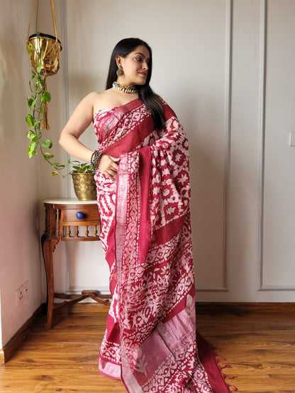 Party Wear Linen Saree With Blouse