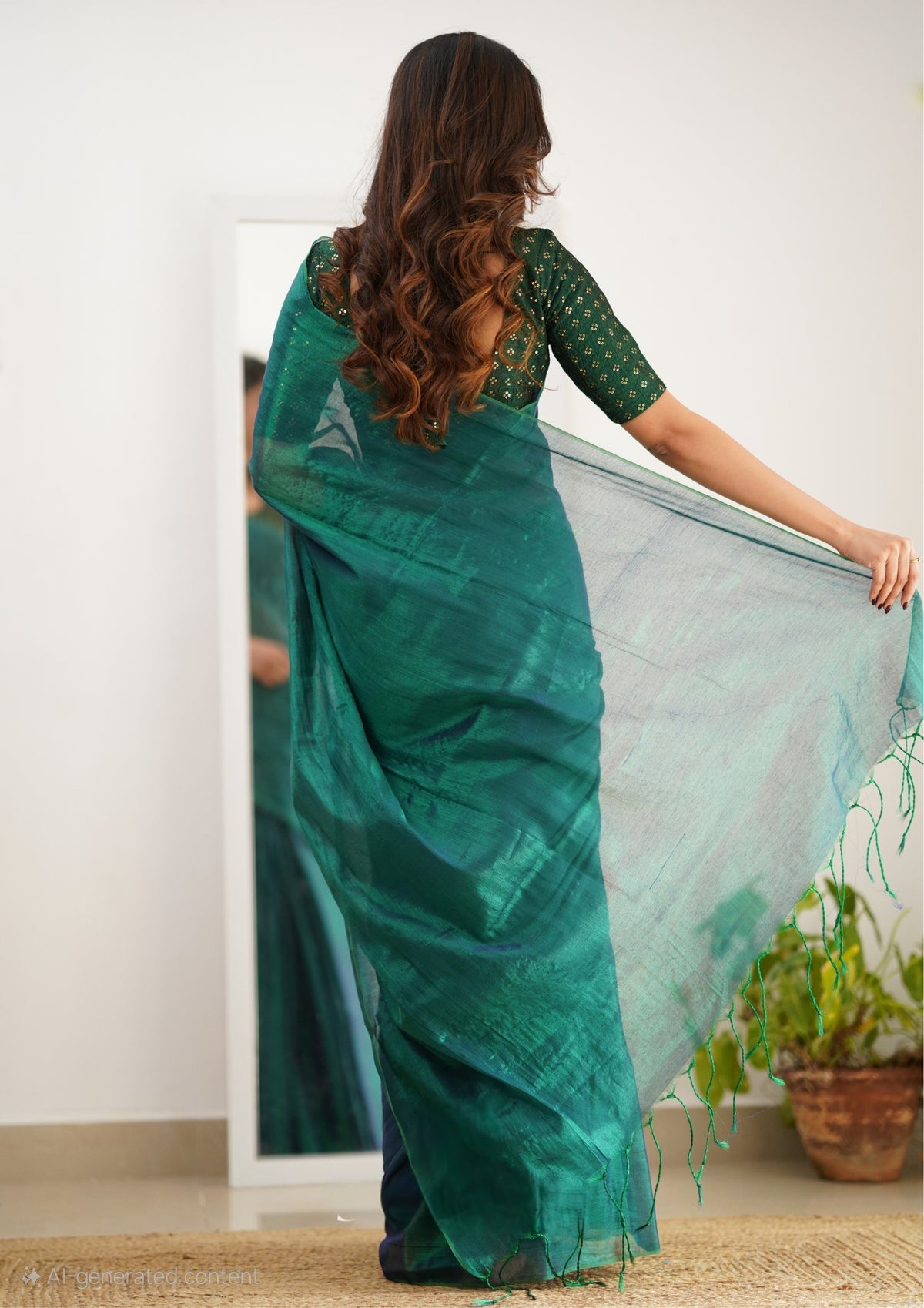 Plain Tissue Silk Saree With Blouse piece