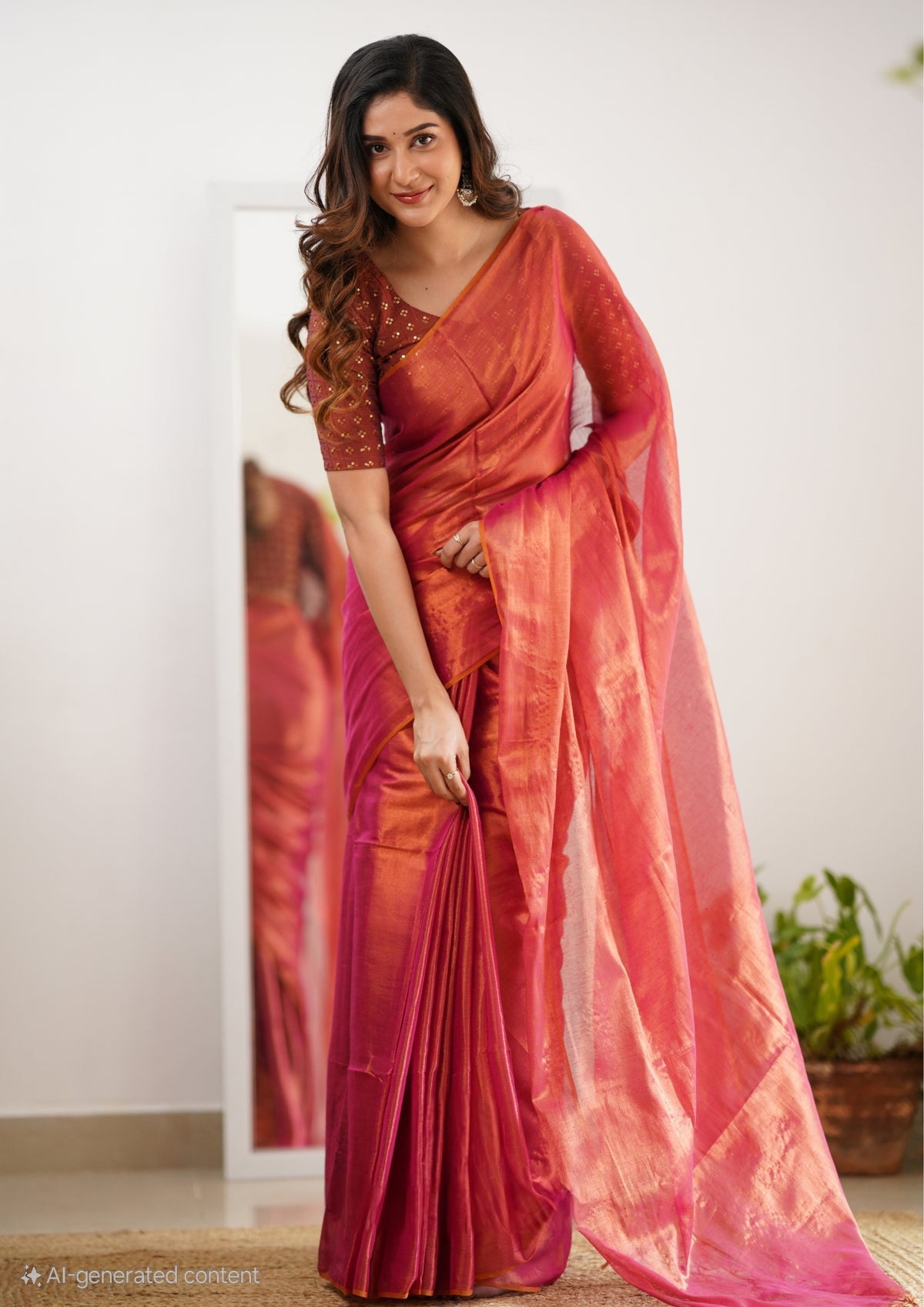 Party Wear Tissue Silk Saree With Blouse