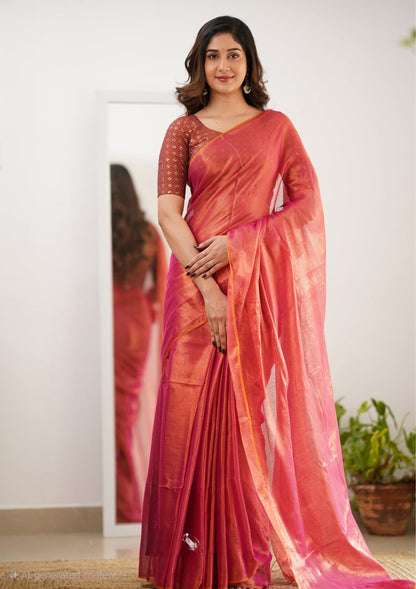 Party Wear Tissue Silk Saree With Blouse
