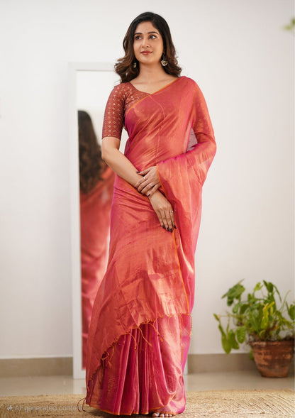 Party Wear Tissue Silk Saree With Blouse