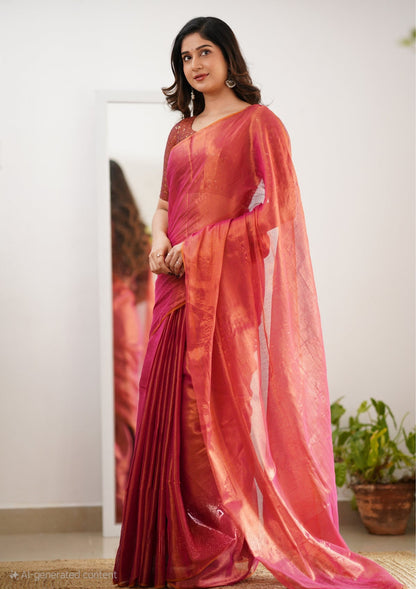 Party Wear Tissue Silk Saree With Blouse