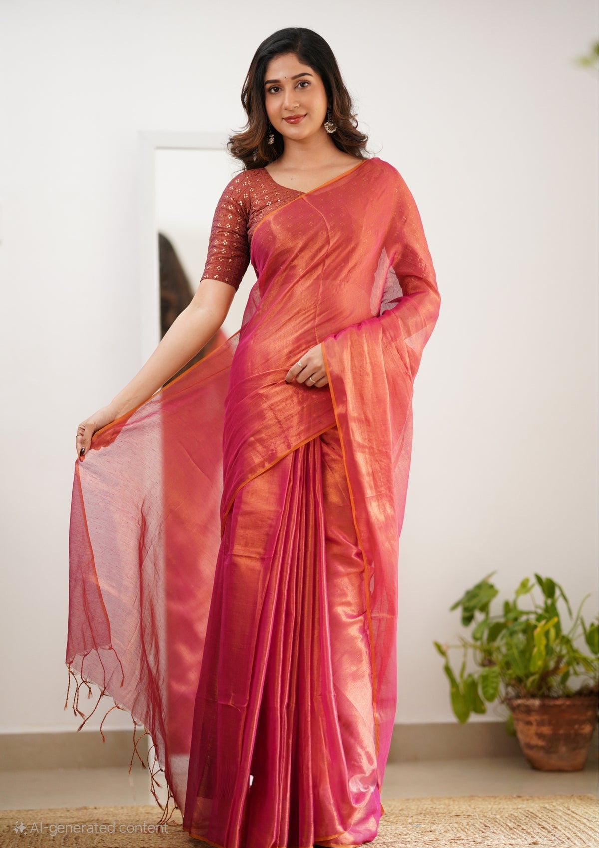 Party Wear Tissue Silk Saree With Blouse