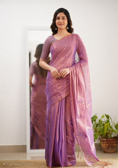 Bagru Prime Tissue Silk Saree With Blouse