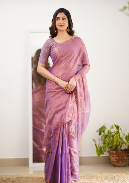 Bagru Prime Tissue Silk Saree With Blouse