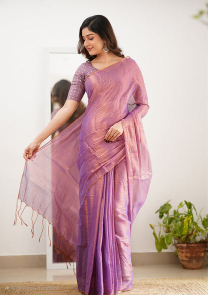 Bagru Prime Tissue Silk Saree With Blouse