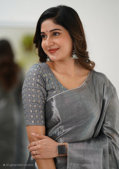 Party Wear Tissue Silk Saree With Blouse