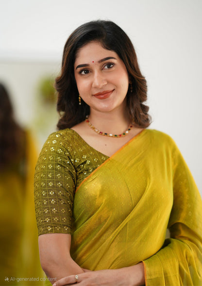 Bagru Prime Tissue Silk Saree With Blouse