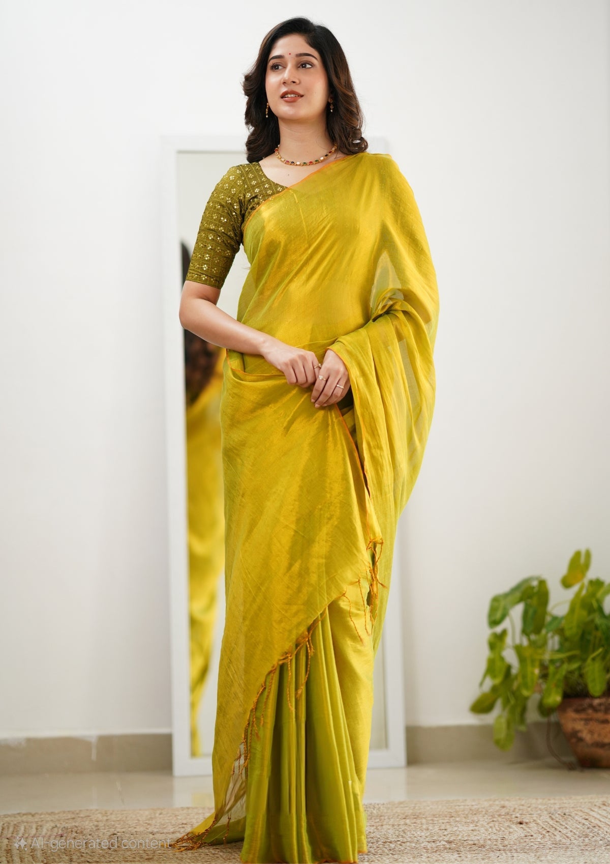 Bagru Prime Tissue Silk Saree With Blouse