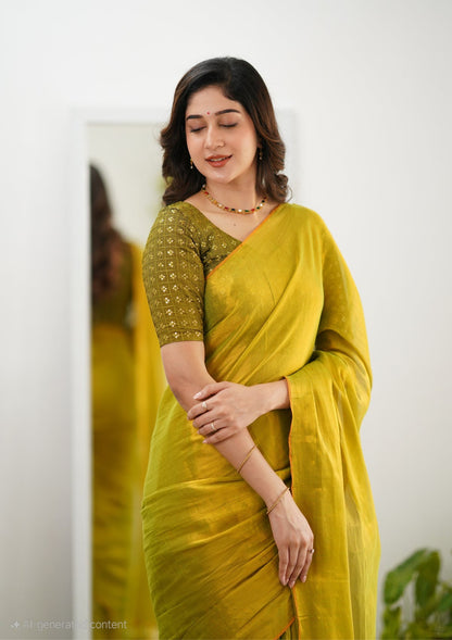 Bagru Prime Tissue Silk Saree With Blouse