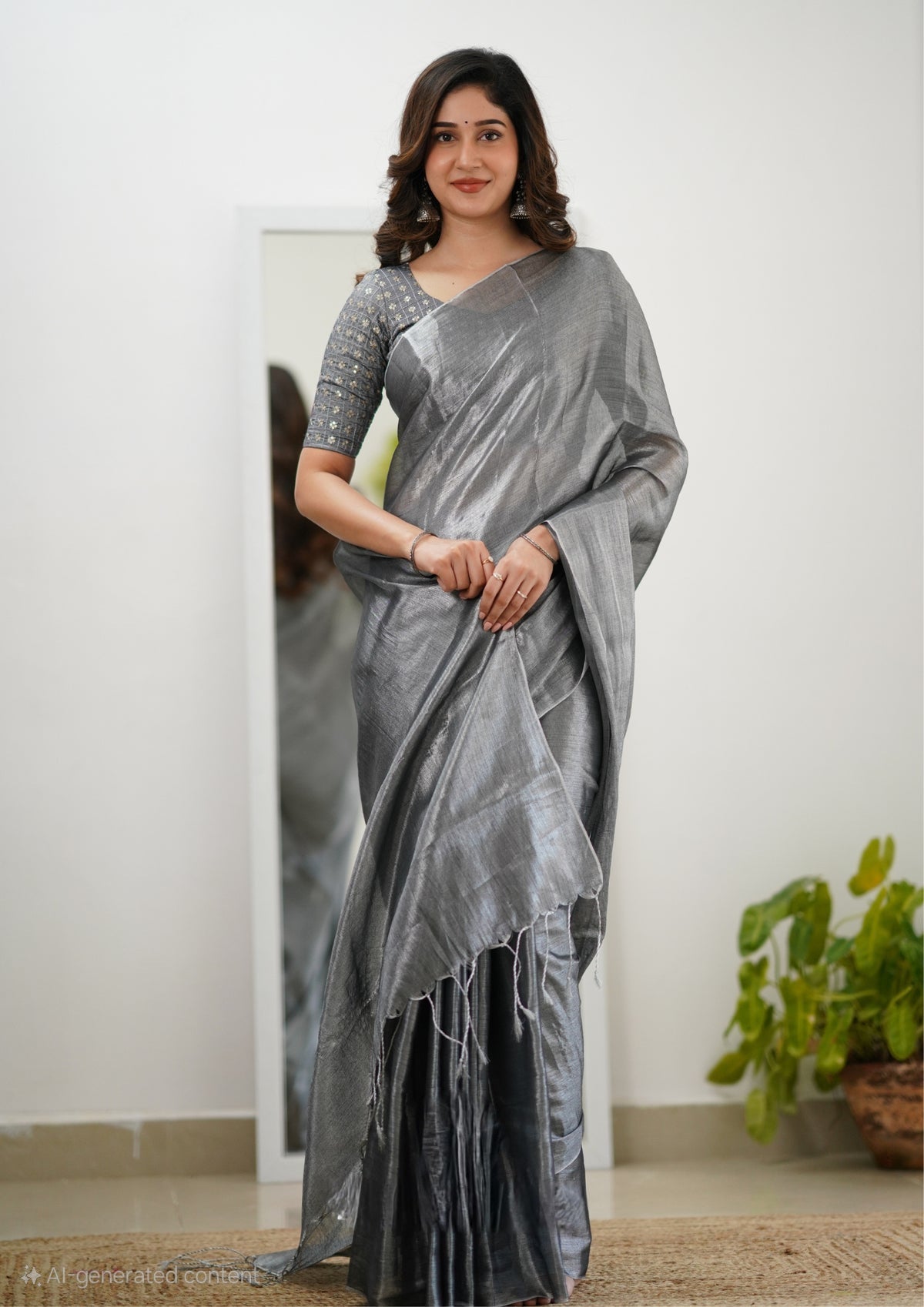 Party Wear Tissue Silk Saree With Blouse