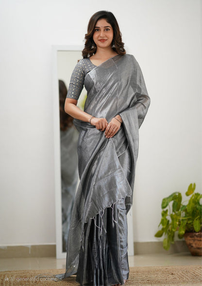Party Wear Tissue Silk Saree With Blouse