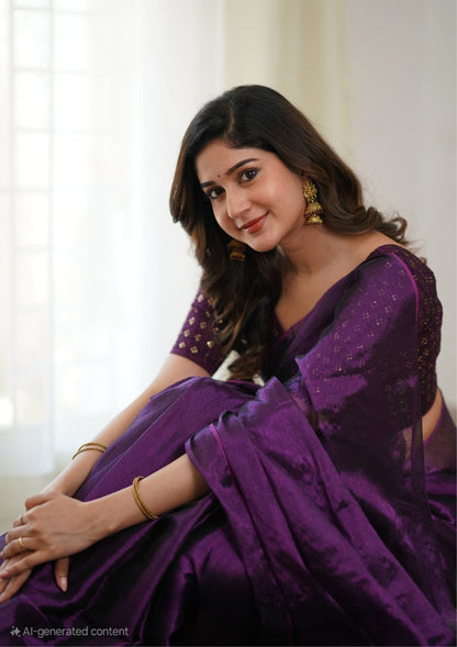 Party Wear Tissue Silk Saree With Blouse