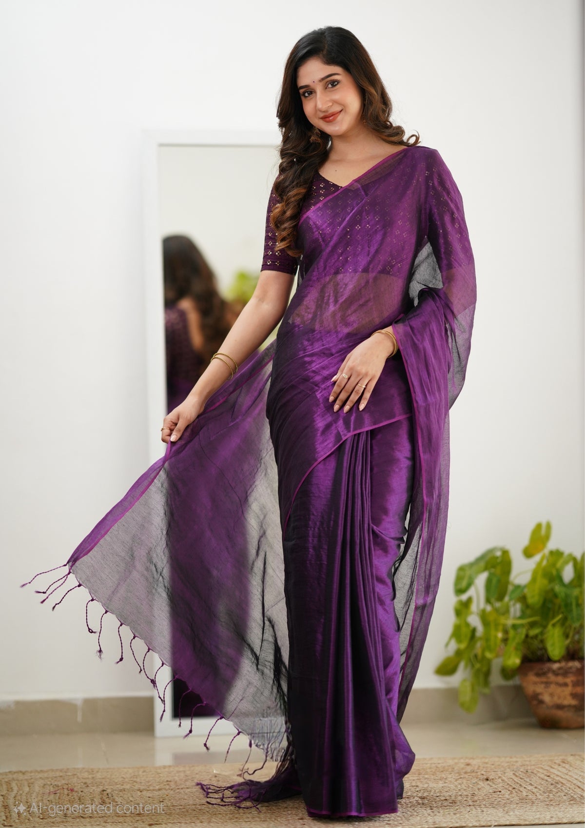 Party Wear Tissue Silk Saree With Blouse