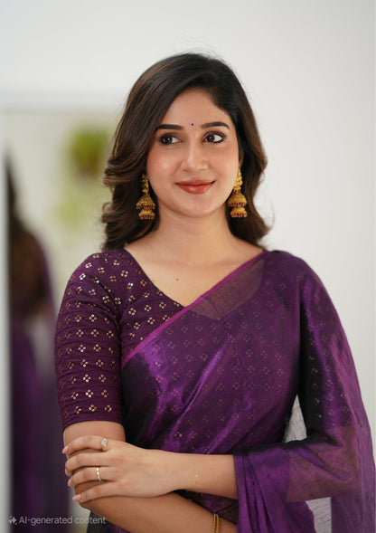 Party Wear Tissue Silk Saree With Blouse