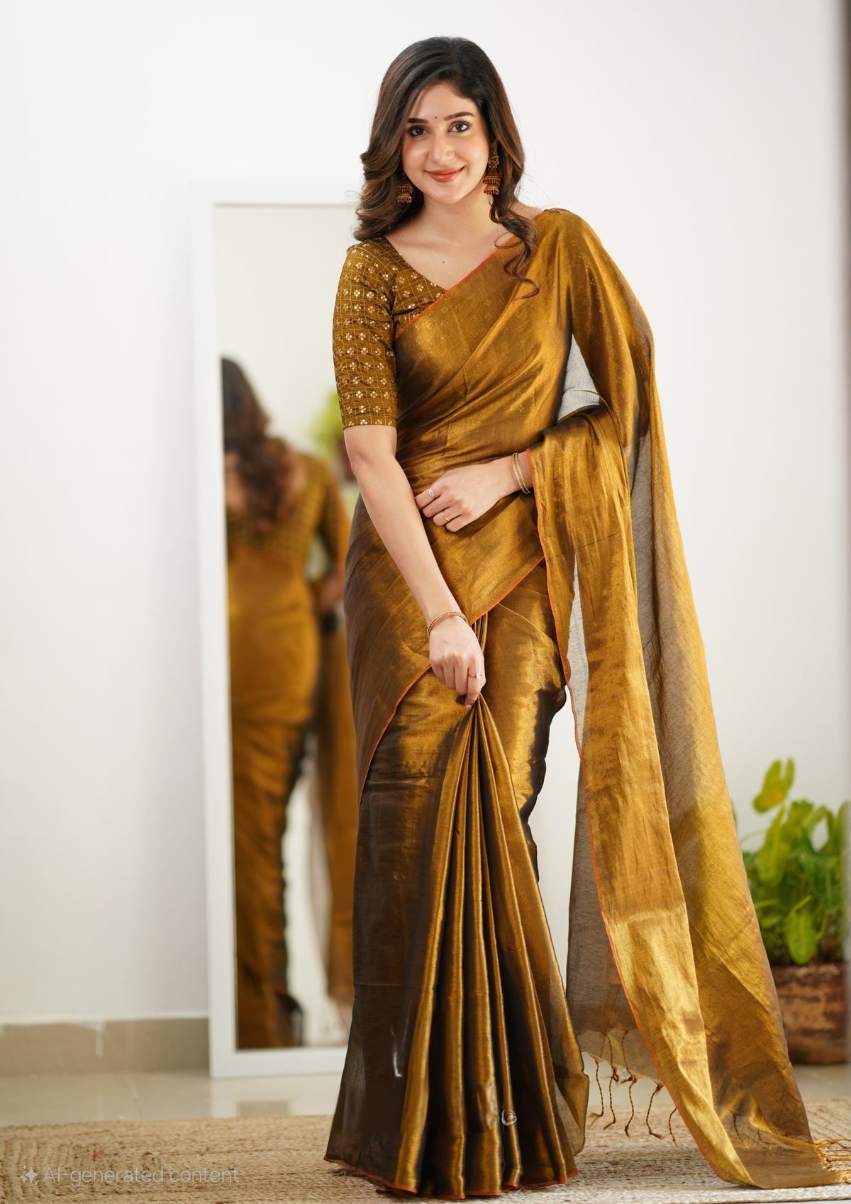 Bagru Prime Tissue Silk Saree With Blouse