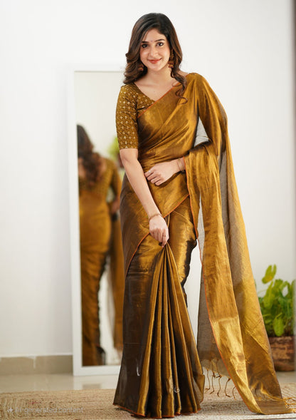 Bagru Prime Tissue Silk Saree With Blouse